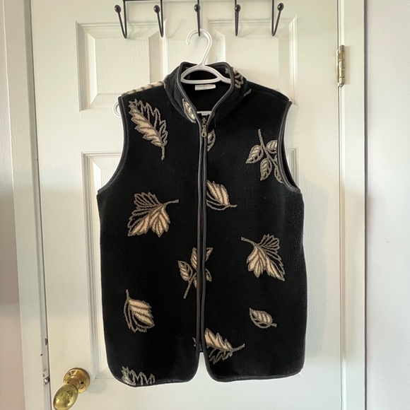 Vintage Leaf-print Fleece Vest - Picture 1 of 4